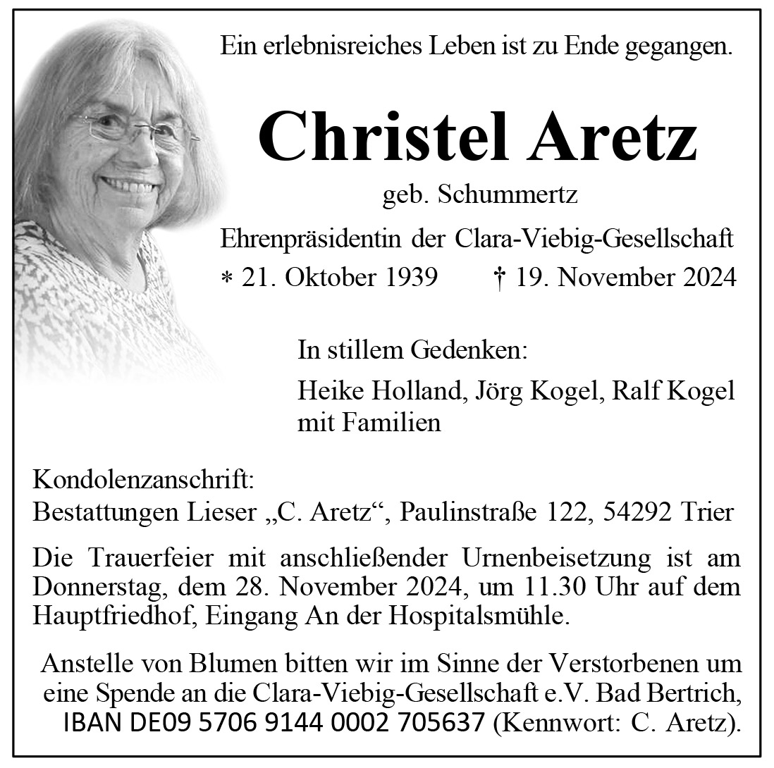 Sterbeanzeige ChristelAretz